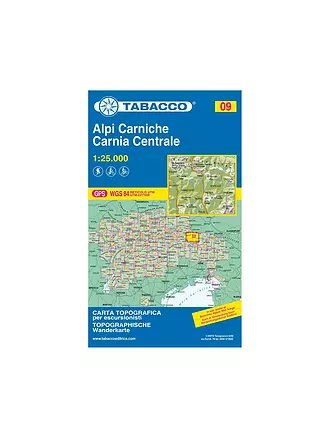 TABACCO | Wanderkarte 09, Alpi Carniche/Karnische Alpen, Carnia Centrale 1:25.000 | 